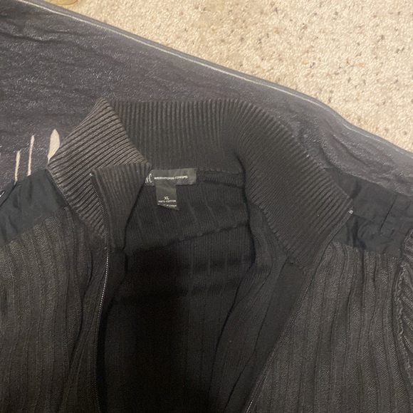 INC zip up distressed gray/asphalt sweater - Picture 3 of 5